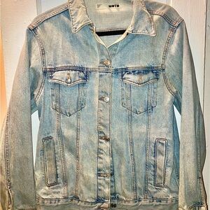 Topshop Moto, Faded Light Blue Trucker-Style Jean Jacket, Women’s Size 6 (M, L)